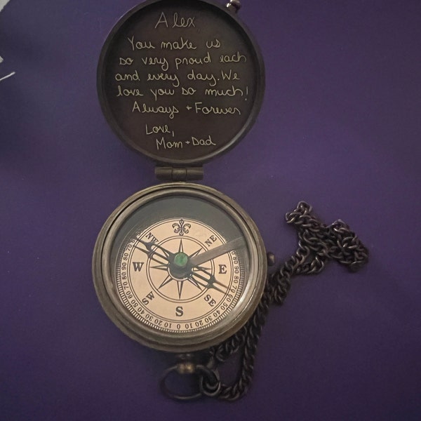 Personalized Engraved Compass, Custom Gift for Baptism, Adventure ...