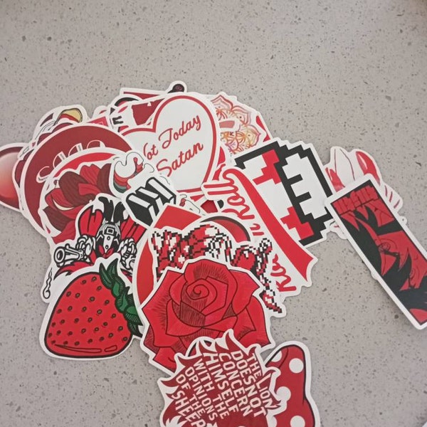 50 Red Sticker Pack Water Bottle Hydroflask Set - Etsy