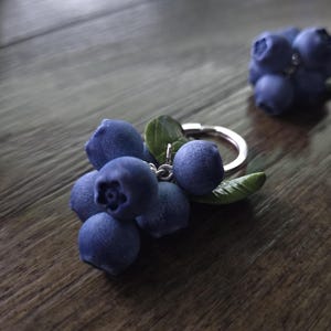 Blueberry Bag Charm From Polymer Clay Fruit Keychain Cute Berries