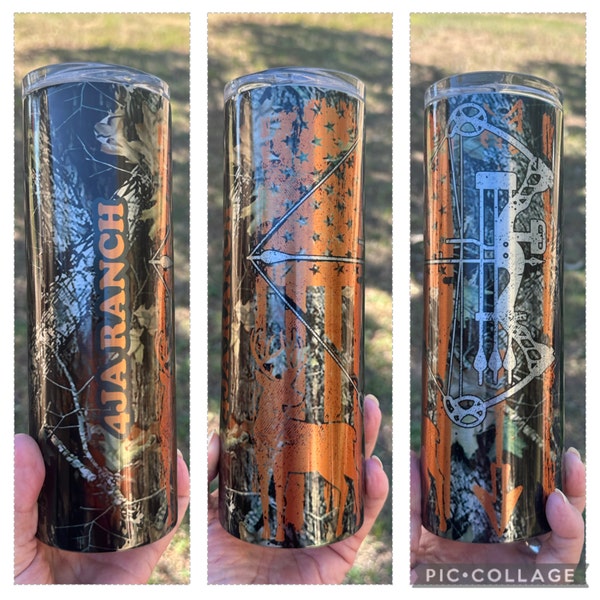 20 Oz Skinny Tumbler Sublimation Design Template Deer Bow Hunting ...