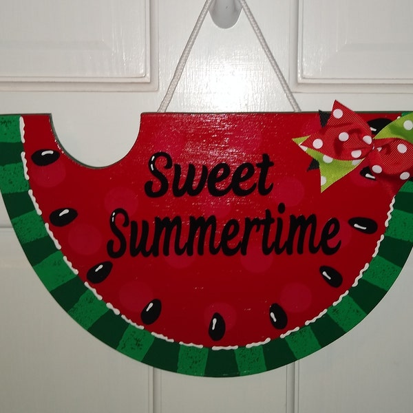 WELCOME Red Watermelon SIGN Wall Art Door Hanger Plaque Pool Backyard ...