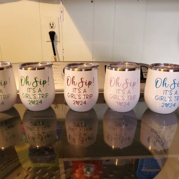 Oh Sip! It's a Girl's Trip Personalized Wine Tumbler - Custom - Girls ...