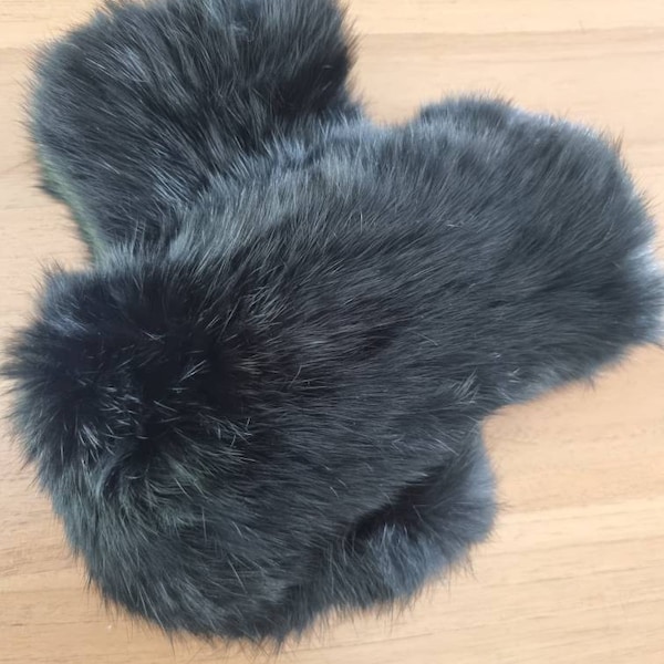 Rabbit Fur Fingerless Gloves, Rabbit Fur Mittens, Fingerless Mittens ...