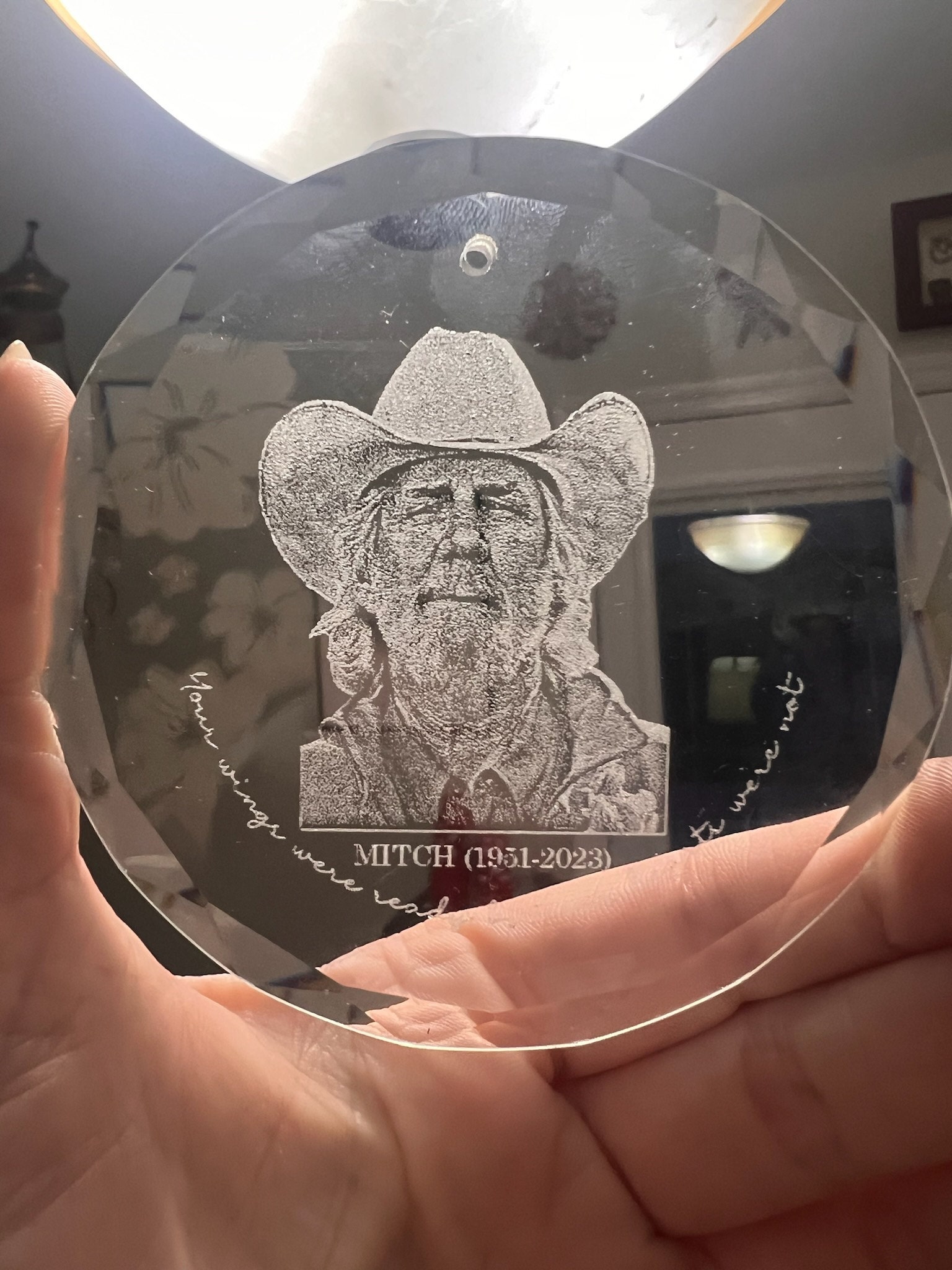 Personalized Memorial Crystal Ornament, Engraved Photo Christmas Ornament, Loss of Father Gift, Sympathy Gift, Remembrance Gift