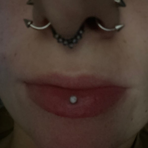 Tiny Vertical Labret Piercing Barbell - Rook or Snug Cartilage Earring ...