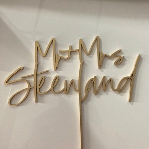 Gold Mr and Mrs Cake Toppers for Wedding by Rawkrft - Custom Cake Topper Personalized - Wedding Cake Topper - Birthday Anniversary Baptism photo