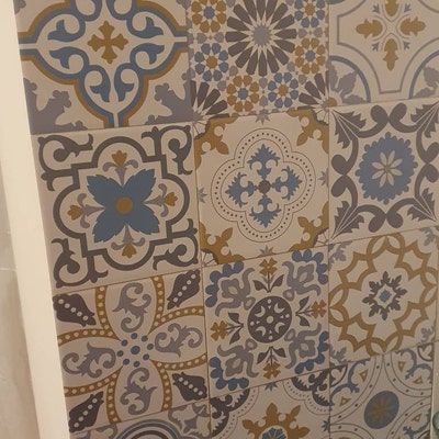 WALL TILE STICKERS Self-adhesive Portuguese Backsplash Stair Riser Wall ...