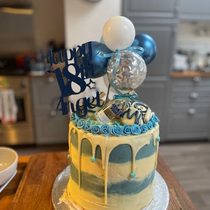 Gold Balloon Cake Topper Confetti, Balloon Topper, Anniversary, Happy ...