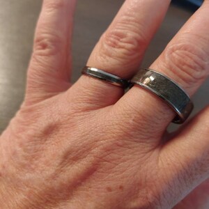 Double Inlay Tungsten Ring Meteorite Inlay Wedding Band | Etsy