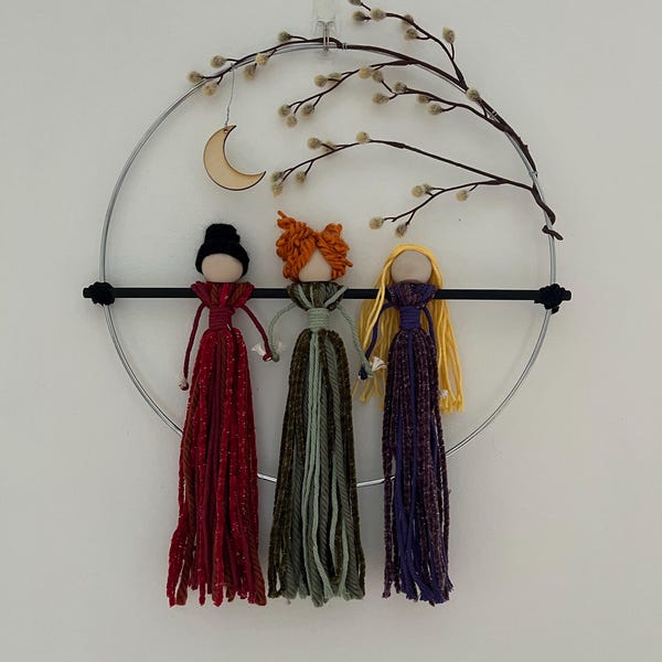 Macrame Hocus Pocus Hocus Pocus Wall Decor, Halloween Witch Decor, Sanderson Sisters Wreath ...