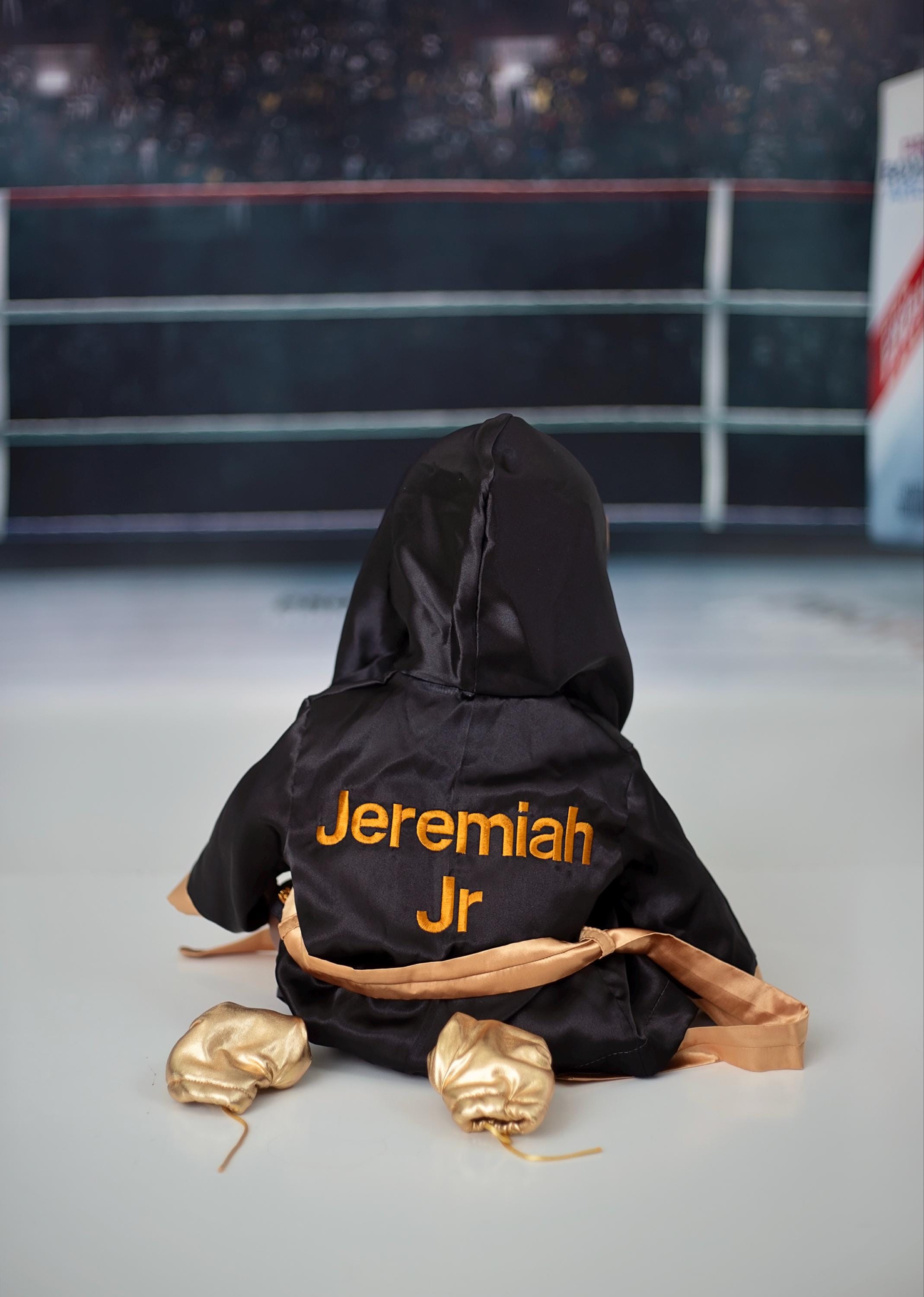 Personalized Boxing Set Robe, Shorts, Wearable Baby Gloves