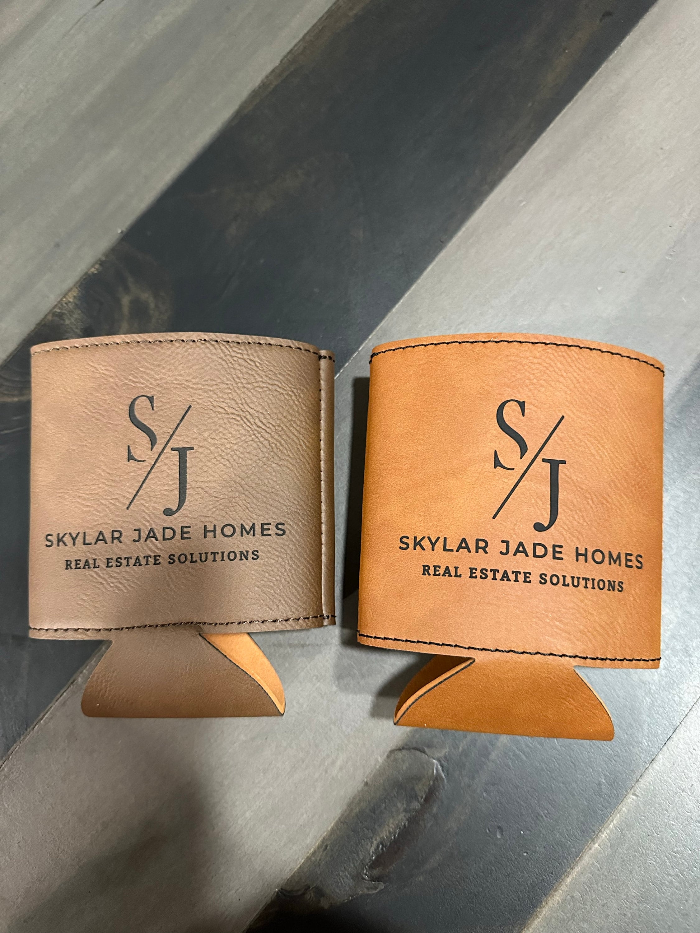 Customer photo of Custom Logo Engraved Leatherette Beverage Holder from brittnichea89