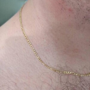14K イエロー ゴールド フィガロ チェーン ネックレス、2 mm - 7.5 mm
