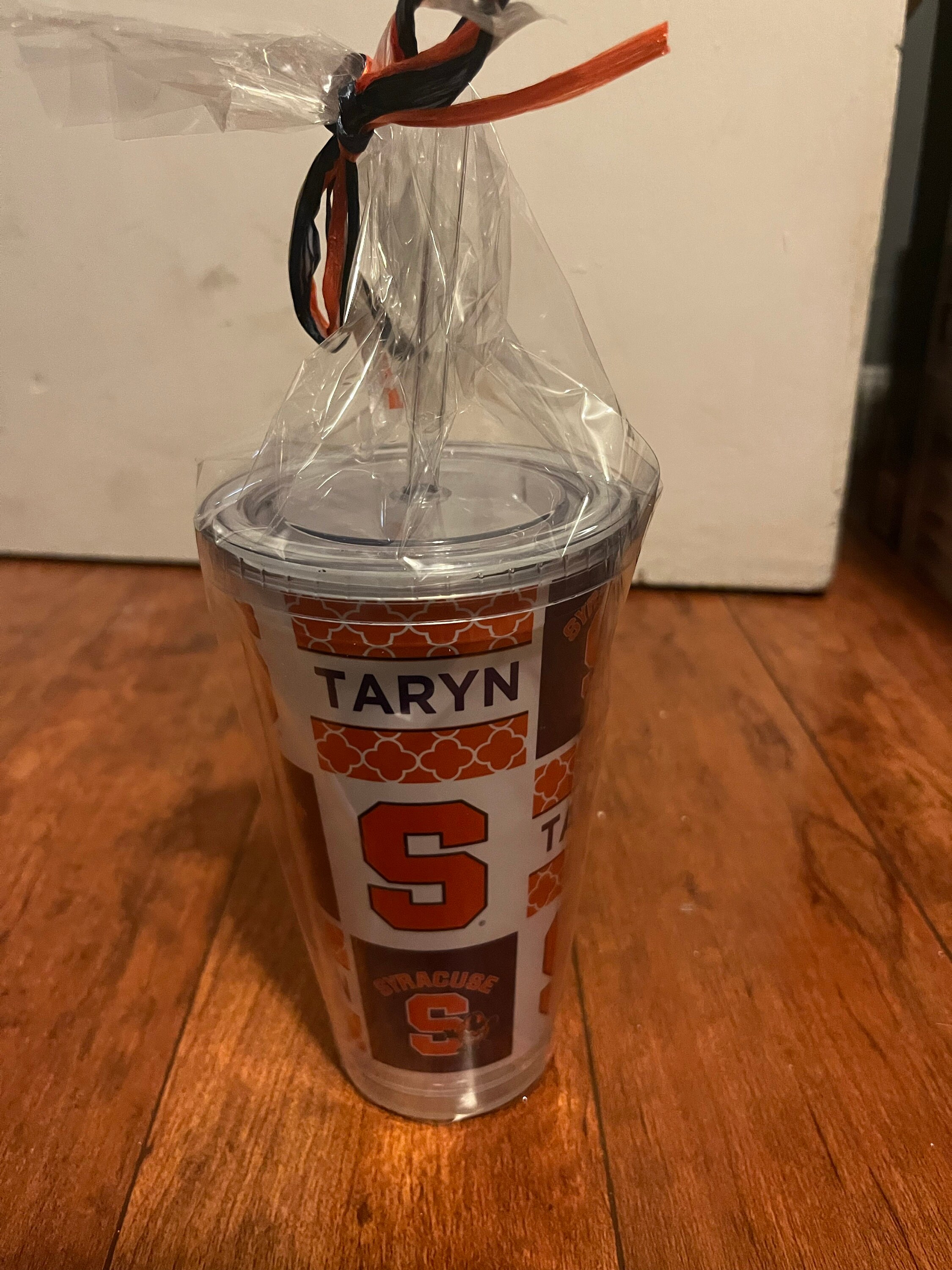 College themed tumbler with hard plastic straw, any school!