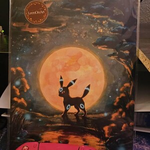 A4 // 「満月の輝くブラッキー」イラスト // ポスター、アートプリント