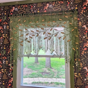 Monstera Macrame Leaves, Macrame Wall Hanging for Apartment, Modern Farmhouse Wall Decor, Mid Century Wall Accent, Botanical Green Wall Art