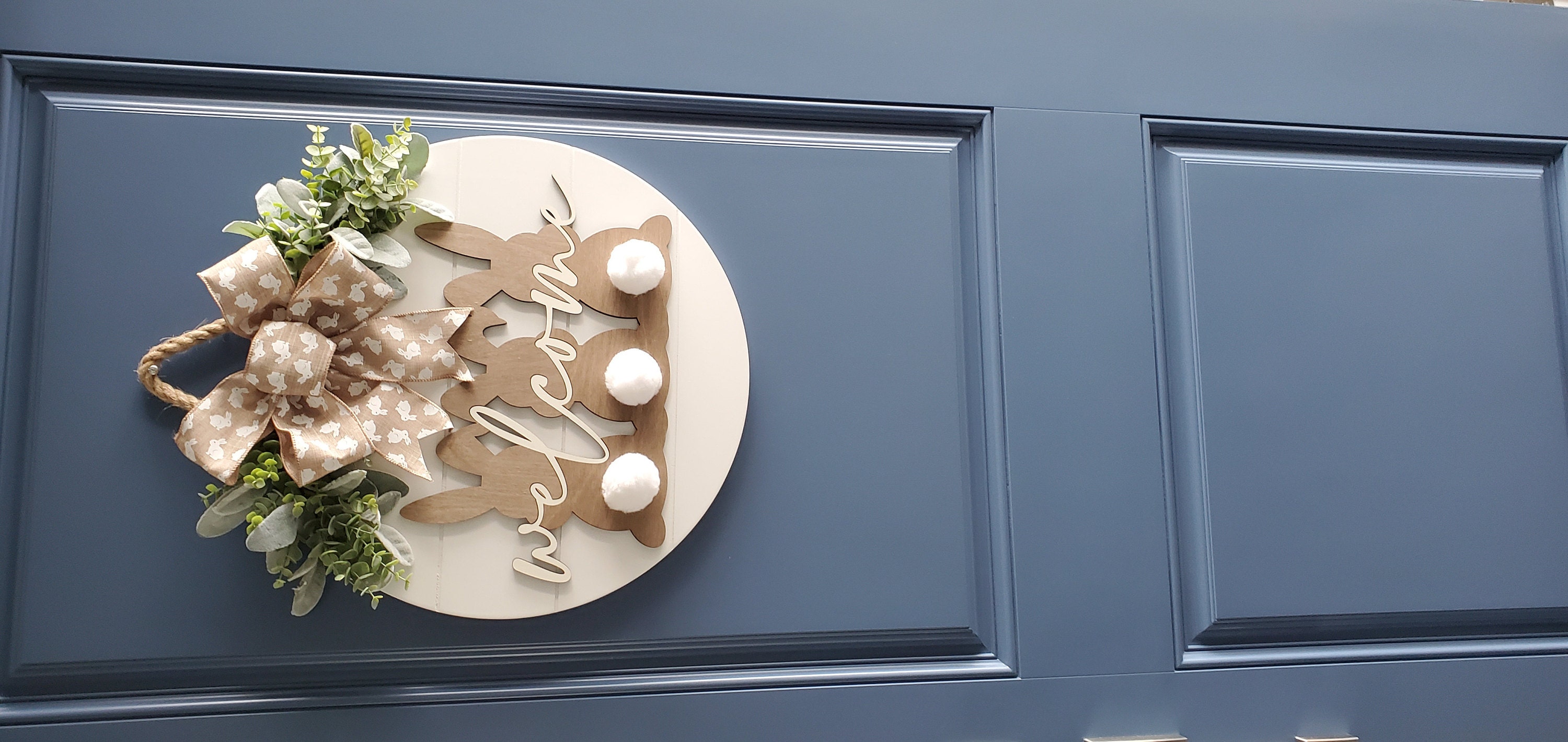 Easter Door Hanger, Easter Front Door Decor, Shiplap Bunny Door Hanger, Neutral Easter Decor