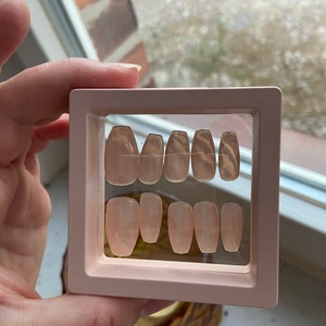 Handmade Nude Press on Nails Nude Nails Gel Nail Coffin Oval Square