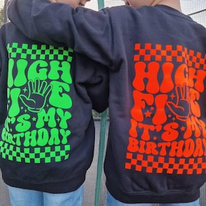 High Five Svg, Png, 5th Birthday Svg, 5th Birthday Shirt Svg, Checkered Retro Design, Black + White, Front & Back, for Cricut, Sublimation