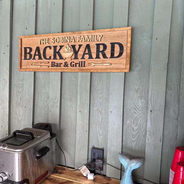 Family Outdoor Bar And Grill Sign II