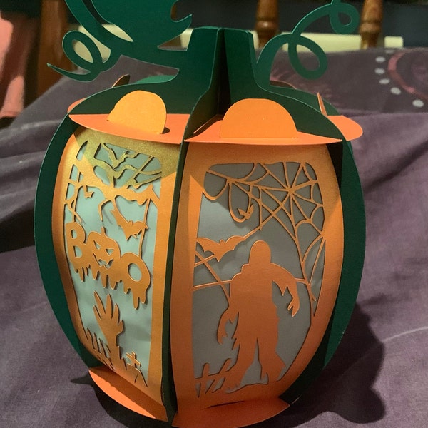 Pumpkin Lanterns With Zombie Scene - Pumpkin Lantern SVG for Cricut ...