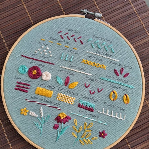 Different Stitching Patterns Beginner & Intermediate Embroidery PDF Pattern, Basic Stitches Tutorial ...