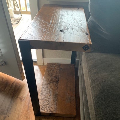 Unique Side Table. Narrow End Table. Industrial Side Table. Reclaimed ...
