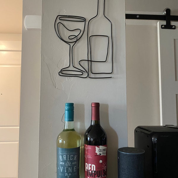 Wine Glass & Bottle Wall Art | Wire Wall Art| Home Decor | Wall Decor ...