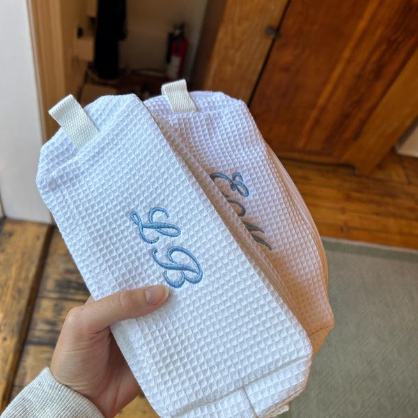 Personalized Waffle Weave Toiletry Bag: Monogrammed Travel Cosmetic Bag ...