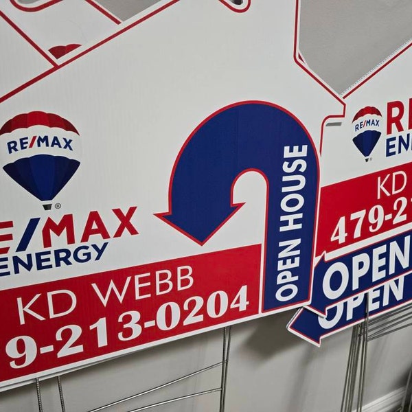 10 Pack Remax Custom Open House Arrow Yard Sign, 2 Sided Add Your Text ...