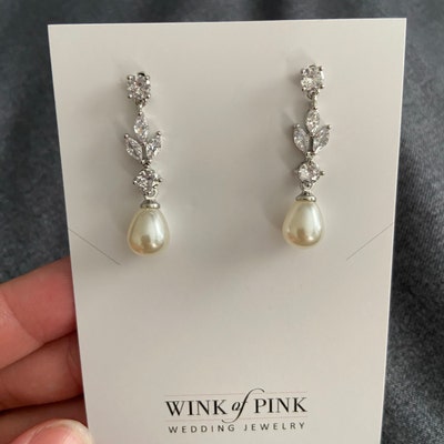 Pearl Drop Bridal Earrings Pearl Bridesmaid Earrings Pearl - Etsy