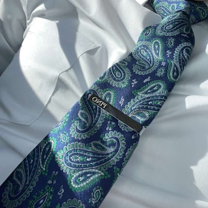 personalised cufflinks and tie clip set