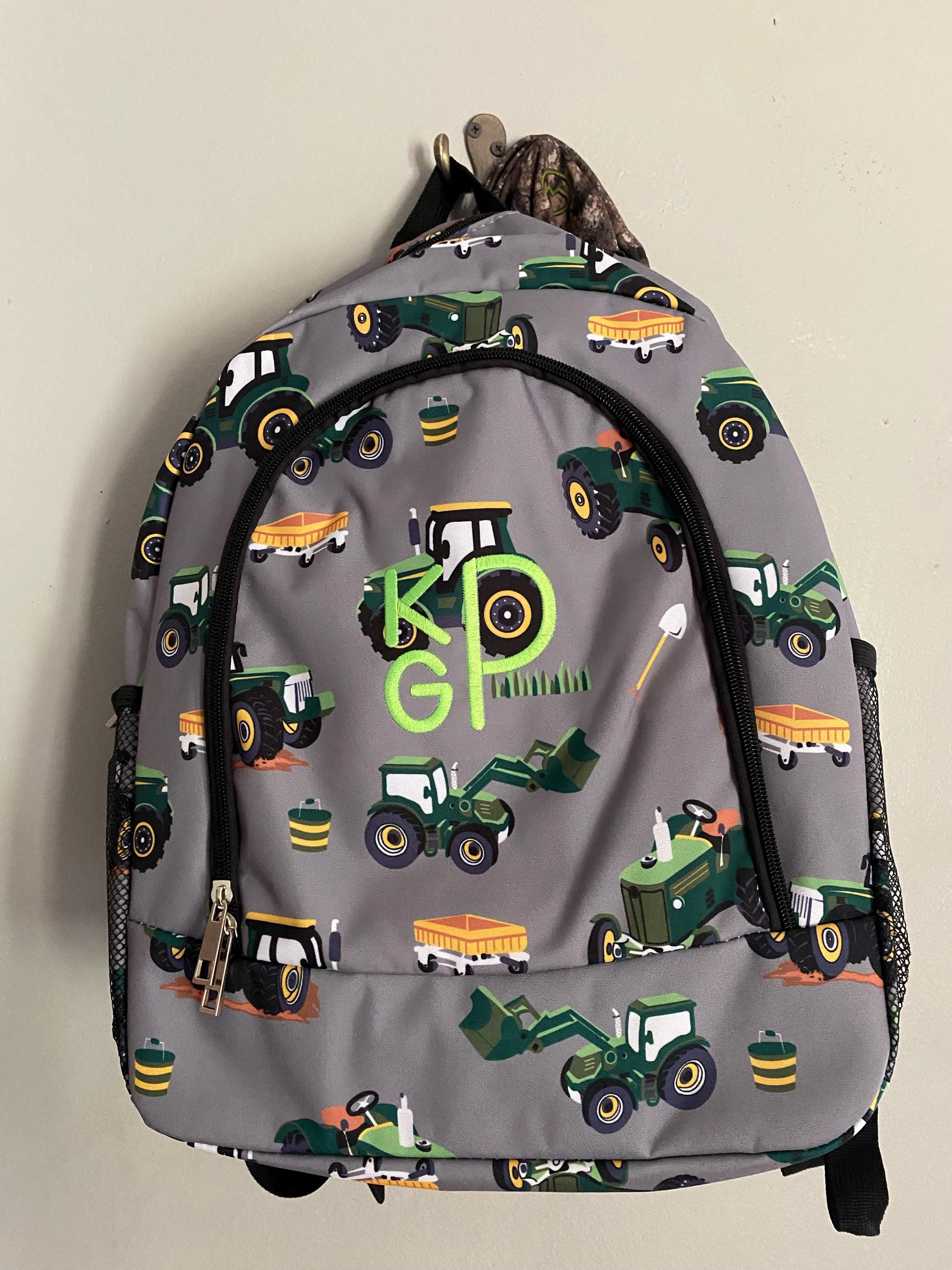 Personalize Large Green Tractor Backpack, personalized gift, Monogram backpack, backpack, kid farm backpack, boy backpack, monogram backpack