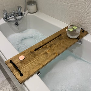 Wooden Bath Caddy. Bath Board. Bath Tray. Slimline. Handmade in Wales .  Christmas / Birthday Gift. Unique and Customisable. 