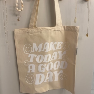Make Today a Good Day Happy Face Canvas Cotton Tote Bag - Etsy