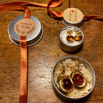 Luminoso, Classico Anello Creato Con Ambra Naturale Baltica E Argento 925, Ambra Cognac, MJ Baltica, BP076 - Italia - Foto 3