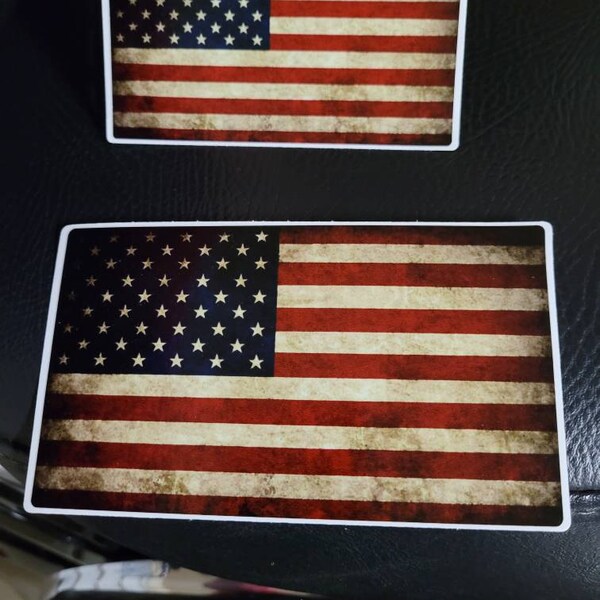 12 Black & White Mini USA American Flag Stickers - 1.5" Glossy Vinyl For RC Cars, Laptops, Helmets