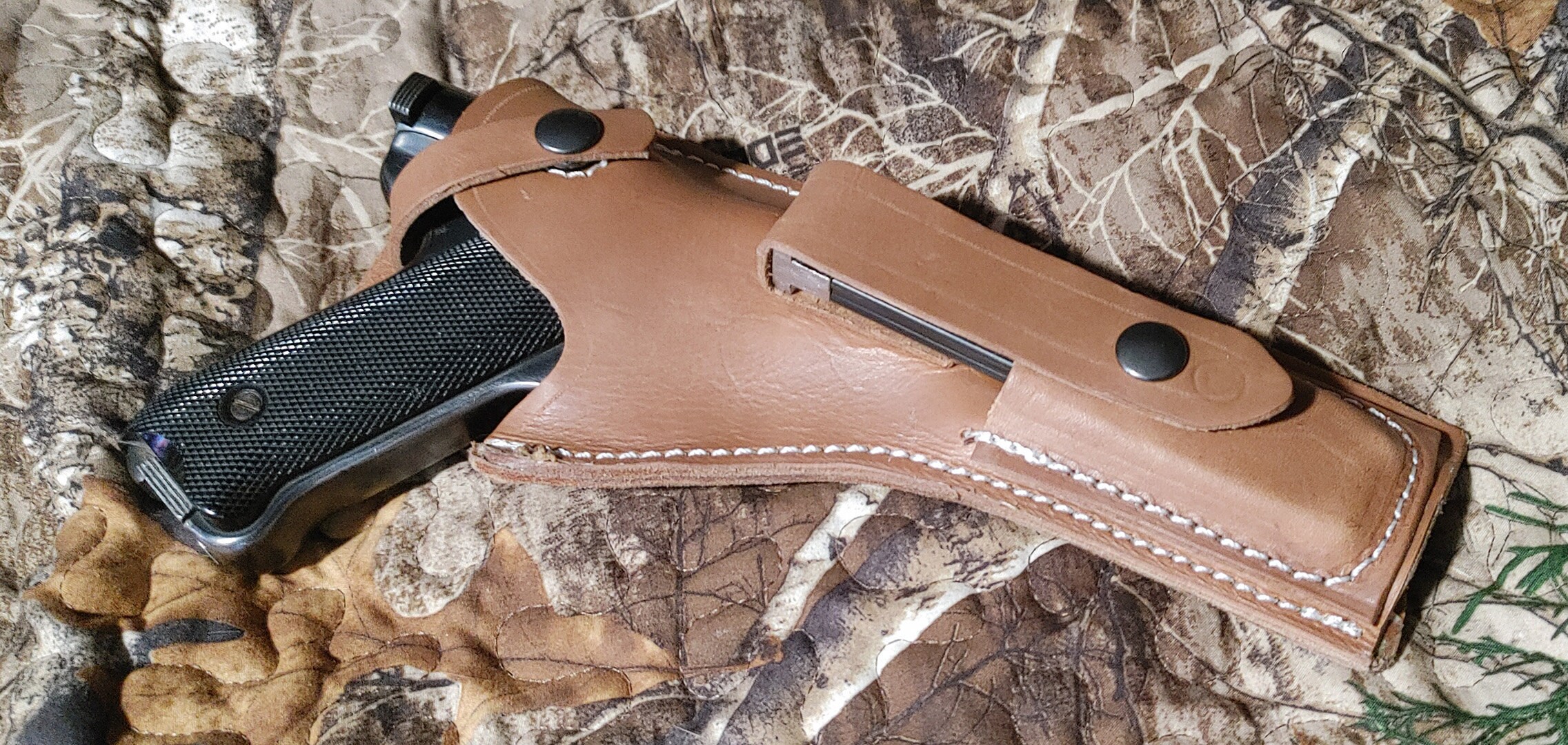 Ruger Mark I II III IV Tanned Leather Holster w Magazine Pouch Mk & Standard 4.75, 5.5, 6, 6.88 Barrels