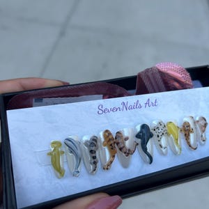 Deep Sea Shark Press On Nails By SevenNailArt | Handmade Ocean-Inspired Nail Art | 3D Oceanic Shark Nail Set | Shark & Ocean Theme | JB715HK