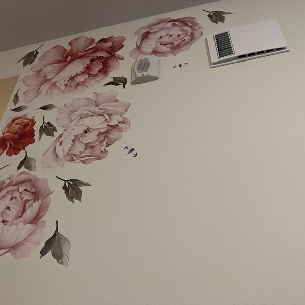 Large Peony Wall Decals – Removable Floral Stickers (blush & Terracotta ...
