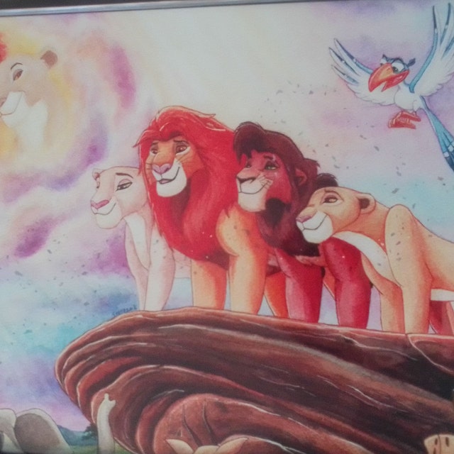 ディズニー ライオンキング 水彩画 ムファサ サラビ シンバ ナラ