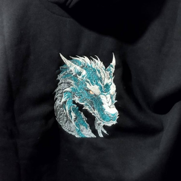 Mystic Dragon Head Embroidery Design - Power Emblem for Dark Fabric ...