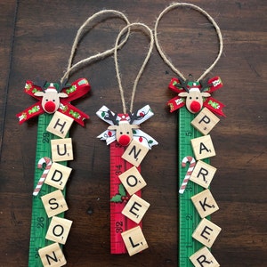 Scrabble Personalized Christmas Ornament, Wooden Tile Ornament ...