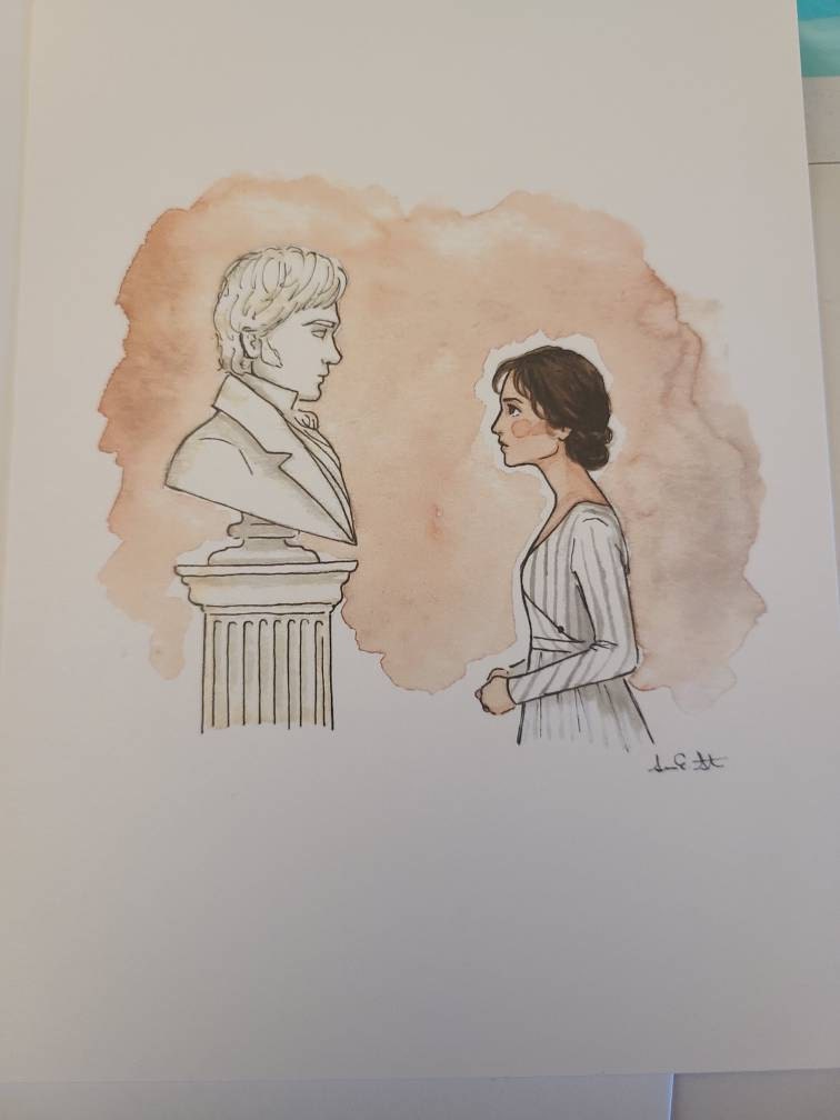 Pride & Prejudice Pemberley Print | Watercolor Illustration | 8x10&quot; 5x7&quot; Archival Art Print | Mr. Darcy Elizabeth Bennet