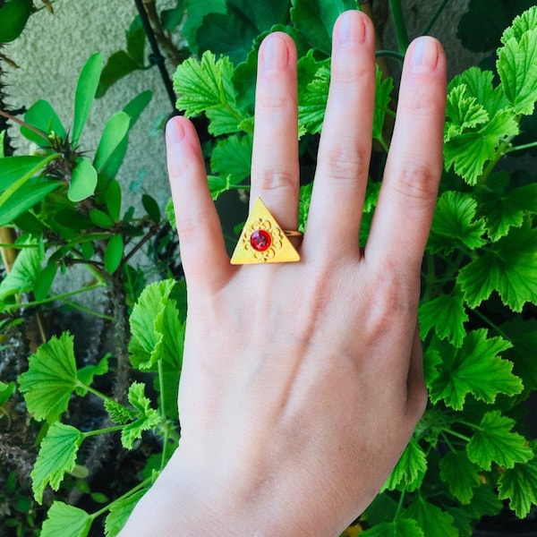 Triangle Ring,enamel Ring, Minimal Ring, Gold Ring, Statement Ring ...