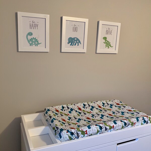 Dinosaur Nursery Wall Art, Set of 3 Dinosaur Prints, T-rex Art, Be ...