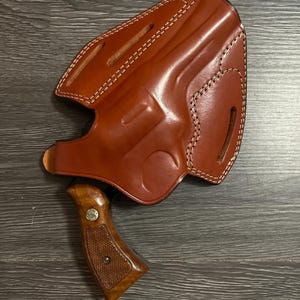 Handcrafted OWB Leather Holster: Smith Wesson K Frame Model 10 38
