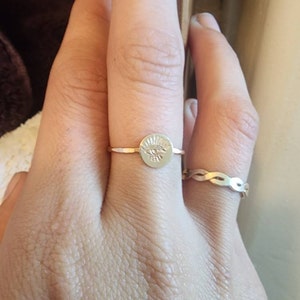 14k White Gold Gear Cut Knuckle Ring - Stackable Mid Finger Band, Size 2, Handmade In USA - View #4
