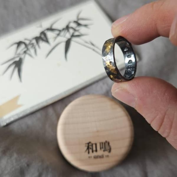 Kintsugi Wedding Ring Set – His and Hers Rings in 999 Silver and 24K ...