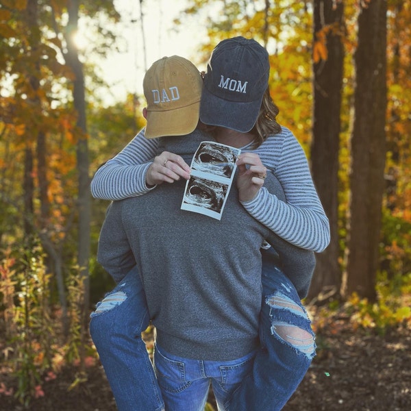 Mom & Dad EMBROIDERED Dad Hat Cap, Pigment Dyed Unstructured Baseball ...
